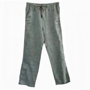 Cotton World 100% Linen Chambray Blue Pant With Belt Size Medium EUC!